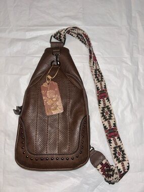 NWT Sam & Hadley Vegan Leather Studded Crossbody Sling Bag